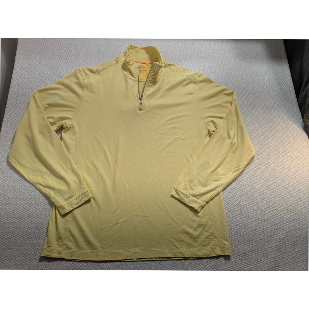 Tommy Bahama Men's L Yellow Pima Cotton Modal Quarter Zip Pullover Peru